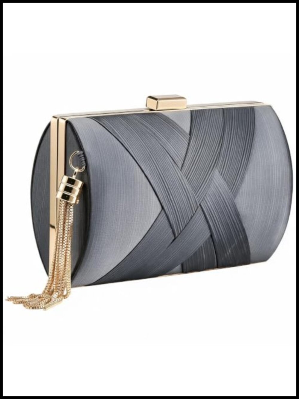 Silk Satin Evening Clutch Detachable Chain Tassel Crossbody Shoulder Bag